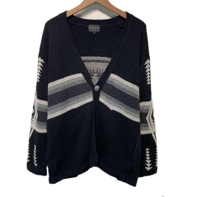 【中古】 PENDLETON ジレースウェーター 編み物 ジャガードニット V素っ首 羊毛 ナイロン 間借り人 No.9575-8216 古着 /1585