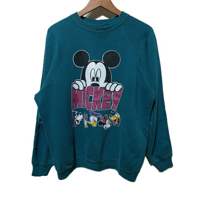 【中古】　Hanes　スウェット　90s vintage　90年代　長袖　トレーナー　クルーネック　裏起毛　キャラクター　ディズニー　ミッキー＆フレンズ　古着　/1591｜KINJIusedclothing