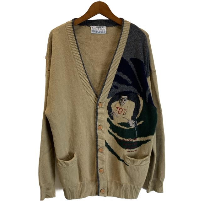【中古】 ICEBERG ジレースウェーター 長袖 V素っ首 盛りだくさん名取り草 重要人物 イタリア製 古着 /1156