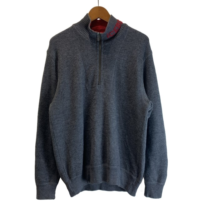 【中古】 ICEBERG ジップアップセーター ティーシャツ ハイネック ハーフジップ 無地 イタリア製 古着 /1156