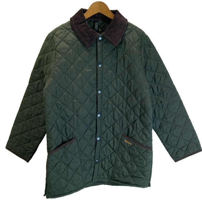 【中古】 Barbour キルティングジャケット ナイロンジャケット 無地 フルボタン ワンポイント 刺しゅう イングランド製 古着 /1587|KINJIusedclothing