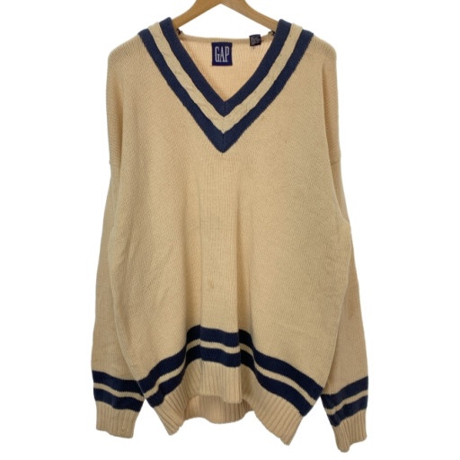 【中古】 GAP OLD GAP スウェーター 90s vintage 90年月日 OLD 長袖 編み物 トップス Vのど首 無地 厚地の外套大きさ 古着 /7073