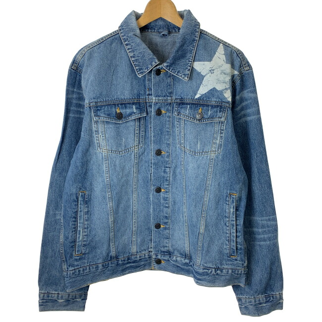 【中古】　矢沢永吉　デニムジャケット　Gジャン　トラッカージャケット　プリント　古着　/0134｜KINJIusedclothing