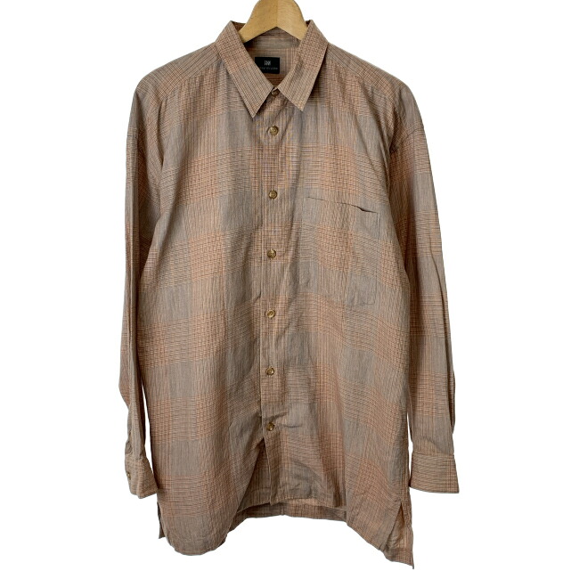 【中古】　ISSEY MIYAKE　チェックシャツ　長袖　トップス　レギュラーカラー　胸ポケット　日本製　ドメスティック　古着　/1156｜KINJIusedclothing