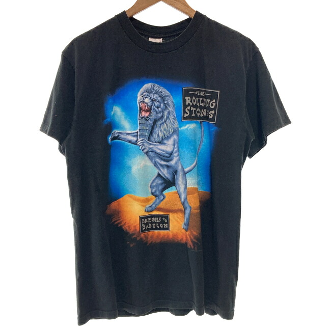 【中古】　anvil　THE ROLLING STONES　バンT　90s vintage　90年代　OLD　Tシャツ　半袖　トップス　クルーネック　ブリッジズ・トゥ・バビロン　ツアーT　USA製　古着　/7333｜KINJIusedclothing
