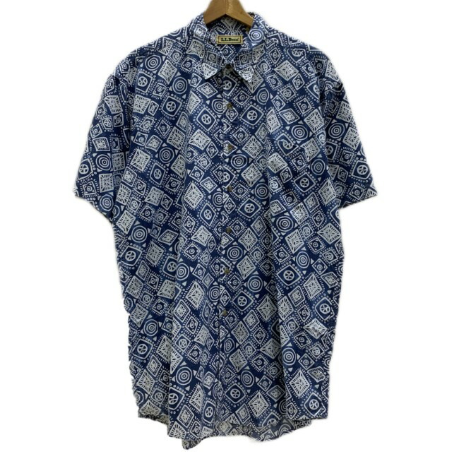 90s L.L.Beanエルエルビーン アロハシャツ 開襟半袖シャツヴィンテージ 00s L.L.Bean エルエルビーン エスニックパターン 総柄 コットン