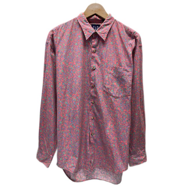 90s OLD GAP 花柄 長袖 シャツ レディース S / 90年代 オールド ギャップ 旧タグ コットン ブラウス 総柄 マルチカラー 長袖シャツ 紺タグ 90s OLD GAP 花柄 長袖 シャツ レディース S / 90年代 オールド