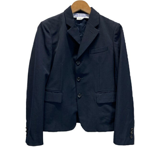 COMME des GARÇONS グレー スーツ S 【傷があり要修理】 プレイ コムデギャルソン Uネック 赤ハート カーディガン グレー
