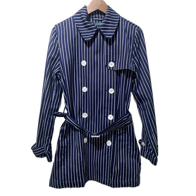 【希少品】ラルフローレン　デニムトレンチコート　ダブル　ヴィンテージ加工　S 送料無料】ダブルブレステッド シャンブレー トレンチ コート