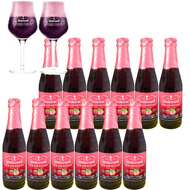 楽天市場 リンデマンス ストロベリー 250ml瓶 12 ペアグラスセット Lindemans Strawberry フルーツビール オーリック