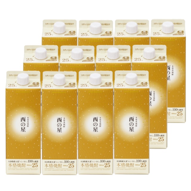 西の星 パック 25度 900ml×12本 麦焼酎 三和酒類 大分県※北海道・東北エリアは別途運賃が1000円発生します。|オーリック