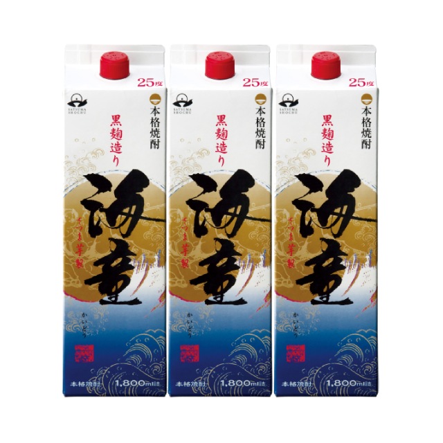 海童(かいどう) 黒麹 パック 25度 1800ml×3本 芋焼酎 濱田酒造 鹿児島※北海道･東北エリアは別途運賃が1000円発生します。 4,874円