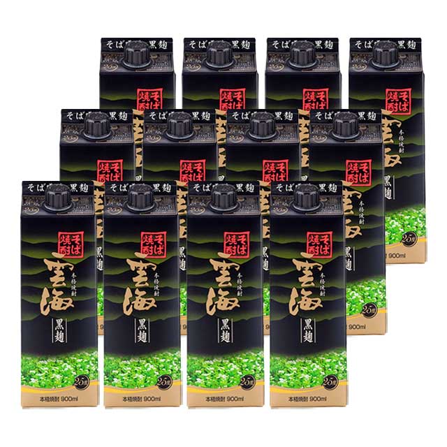 雲海そば 黒麹 25度 パック 900ml×12本 そば焼酎 雲海酒造※北海道･東北エリアは別途運賃が1000円発生します。