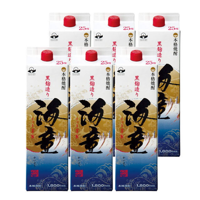 海童(かいどう) 黒麹 パック 25度 1800ml×6本 セット 芋焼酎 濱田酒造 ケース買い※北海道･東北エリアは別途運賃が1000円発生します。