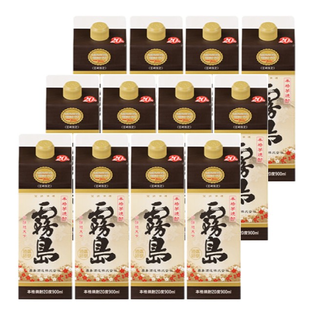 宮崎限定 霧島 パック 20度 900ml&times;12本 芋焼酎 霧島酒造※北海道･東北エリアは別途運賃が1000円発生します。｜オーリック
