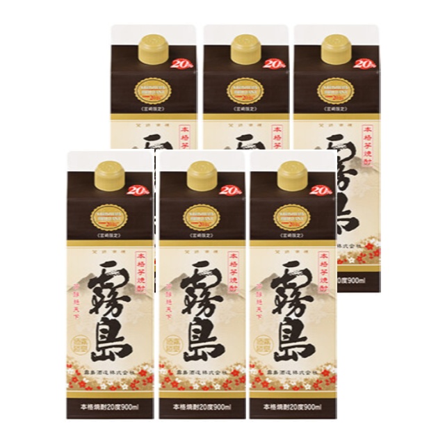 宮崎限定 霧島 パック 20度 900ml×6本 芋焼酎 霧島酒造※北海道･東北エリアは別途運賃が1000円発生します。