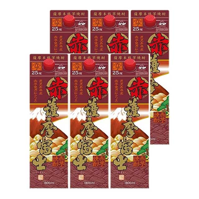 赤薩摩富士 25度 1800ml×6本 パック 芋焼酎 濱田酒造※北海道・東北エリアは別途運賃が1000円発生します。