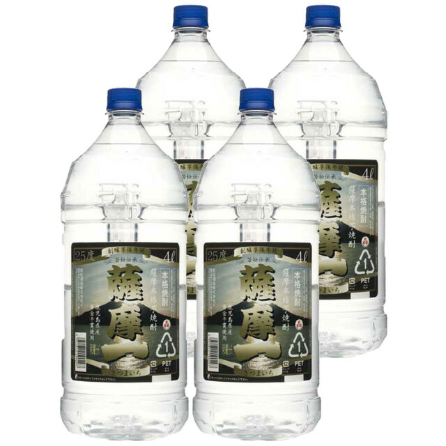 薩摩一 25度 ペット 4000ml×4本 芋焼酎 若松酒造 ケース買い※北海道・東北エリアは別途運賃が1000円発生します。
