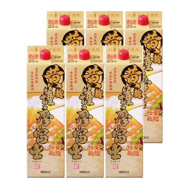 薩摩富士 黄麹 25度 パック 1800ml&times;6本 芋焼酎 濱田酒造※北海道･東北エリアは別途運賃が1000円発生します。｜オーリック
