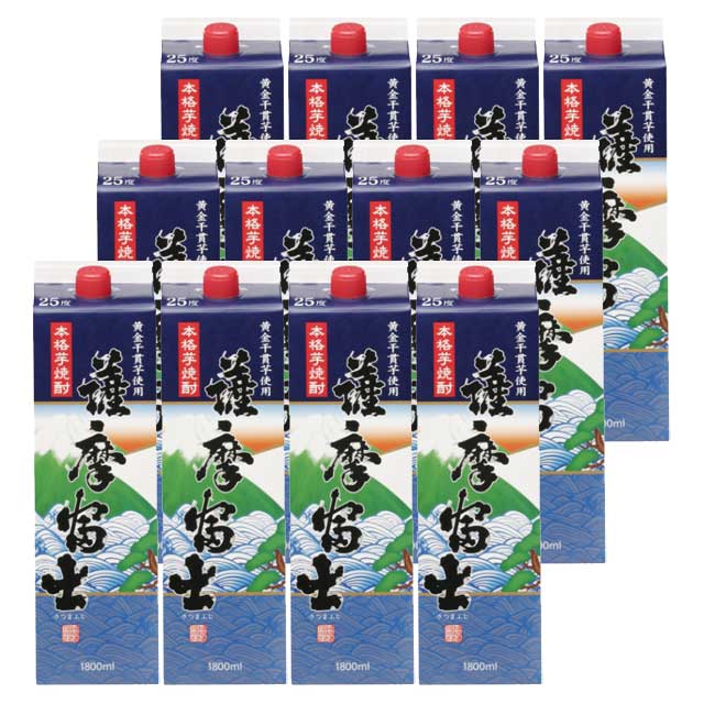 薩摩富士 パック 25度 1800ml×12本セット 芋焼酎 濱田酒造※北海道・東北エリアは別途運賃が1000円発生します。