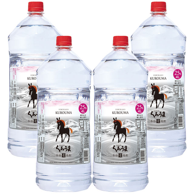 ひむかのくろうま 25度 4000ml×4本 ペット 麦焼酎 神楽酒造 ケース買い※北海道・東北エリアは別途運賃が1000円発生します。