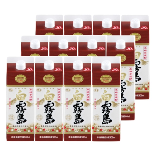 白霧島 20度 パック 900ml×12本 芋焼酎 霧島酒造※北海道･東北エリアは別途運賃が1000円発生します。 8,661円