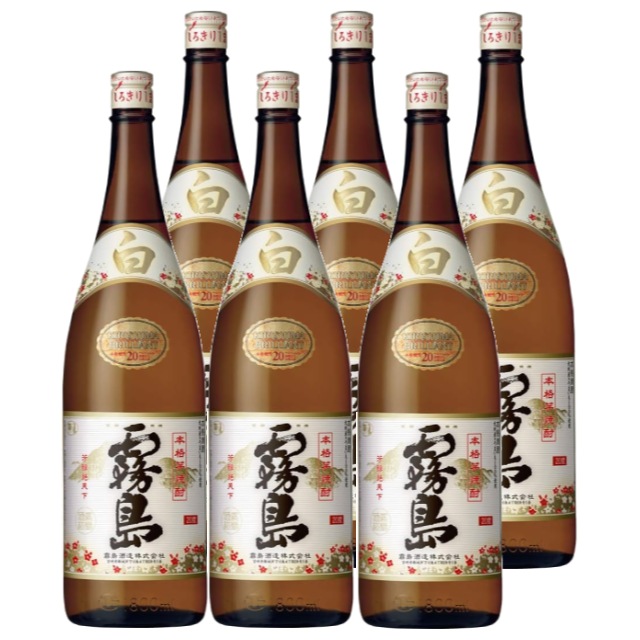 白霧島 20度 1800ml×6本 芋焼酎 霧島酒造※北海道･東北エリアは別途運賃が1000円発生します。