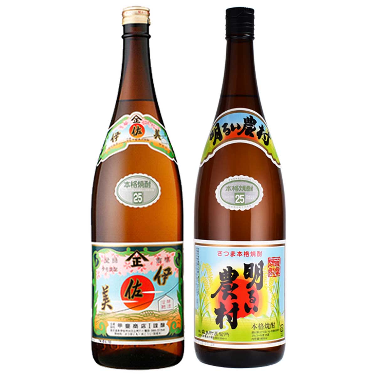 伊佐美 ･ 明るい農村 1800ml × 各1本 計2本 セット 父の日 送料無料 焼酎セット ギフト 贈り物 ※北海道・東北地区は、別途送料1000円が発生します。