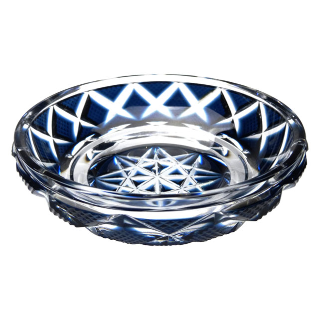 楽天市場】カメイガラス「薩摩切子」藍被硝子 菱宝切子皿（桐箱入り