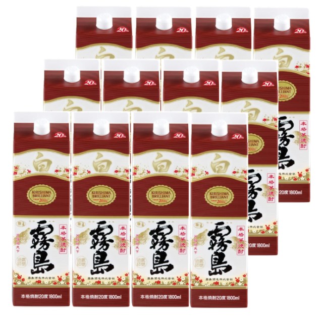 白霧島 20度 パック 1800ml×12本 芋焼酎 霧島酒造※北海道･東北エリアは別途運賃が1000円発生します。