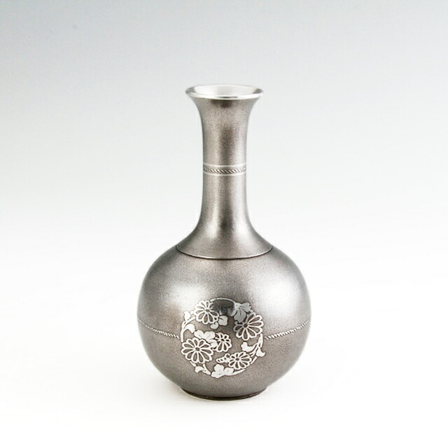 薩摩錫器 錫 花器 一輪挿し H18 Φ10.5 [No.131] 薩摩錫器工芸館　代引不可父の日 錫器 錫製 還暦祝 結婚祝 退職祝 贈答 母の日 プレゼント ギフト 伝統工芸品｜オーリック