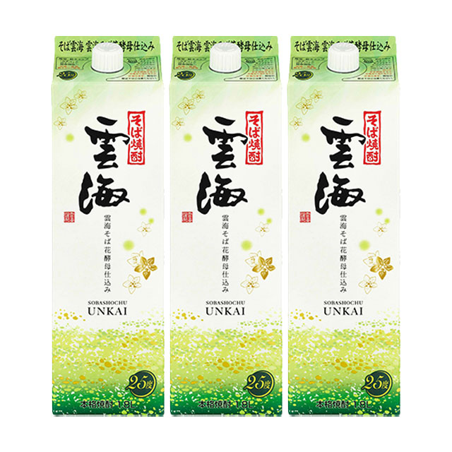 雲海そば 花酵母仕込み パック 25度 1800ml×3本 そば焼酎 雲海酒造※北海道･東北エリアは別途運賃が1000円発生します。