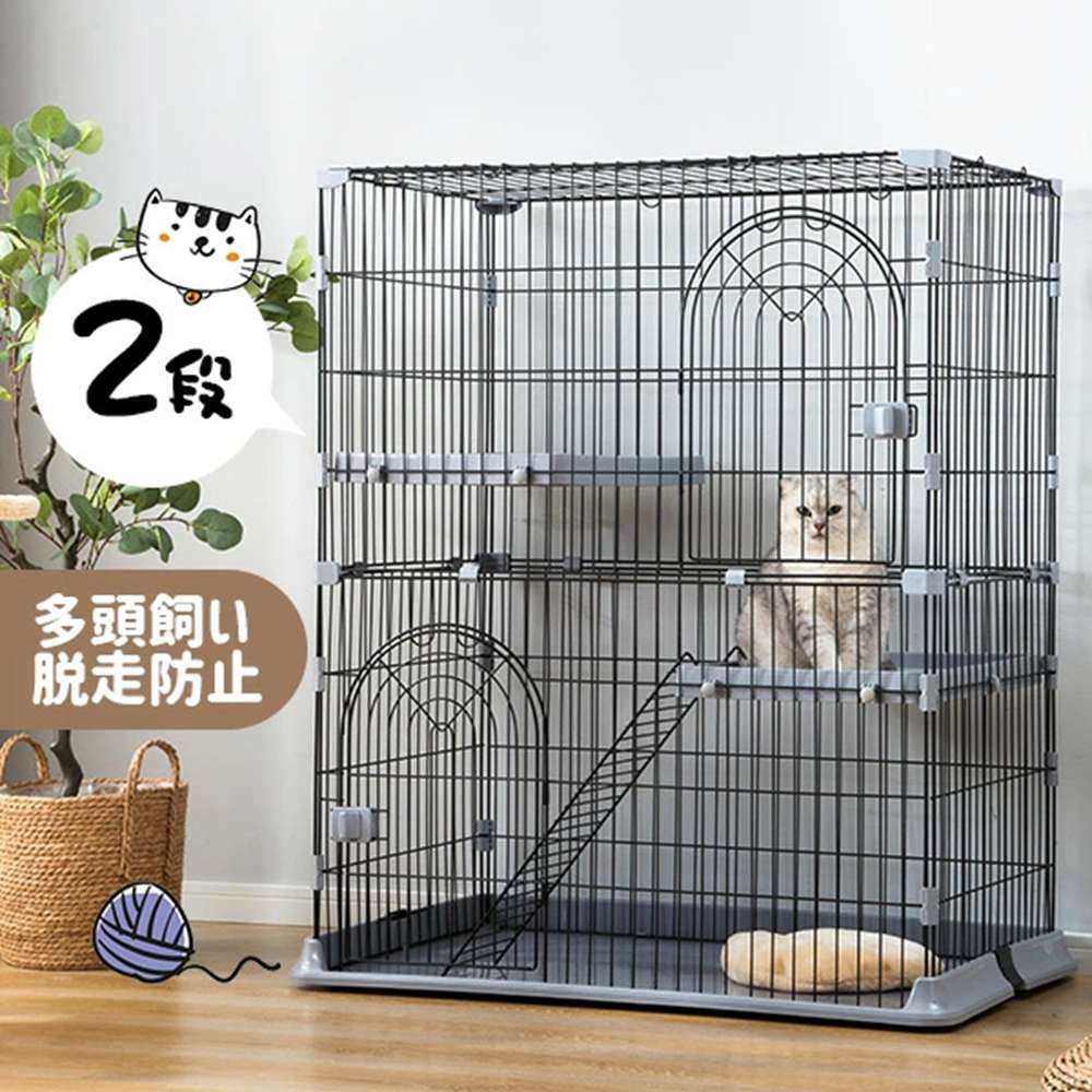 キャットケージ 2段構造　グレー Amazon.co.jp: アイリスオーヤマ コンパクトキャットケージ