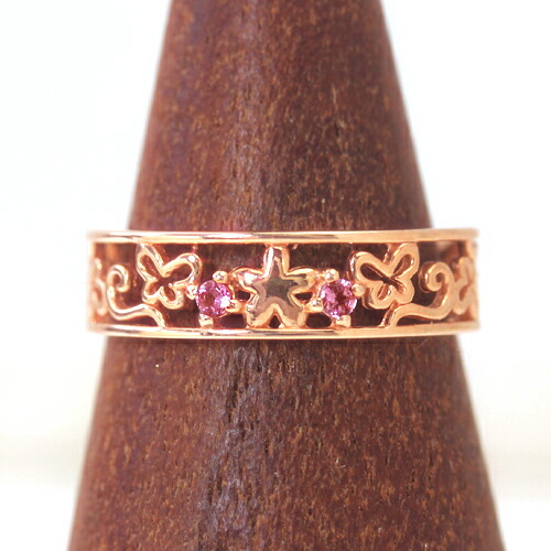 大人気の ファランジリング バタフライ 蝶 フラワー 花 指輪 チェラーレ レディース ゴールドピンキーリング ピンクトルマリン 10金 ミディリング おしゃれ 宝石 ブランド ボタニカル柄 ク ジュエリー ゆびわ 可愛い ファッションリング シンプル 華奢 関節リング