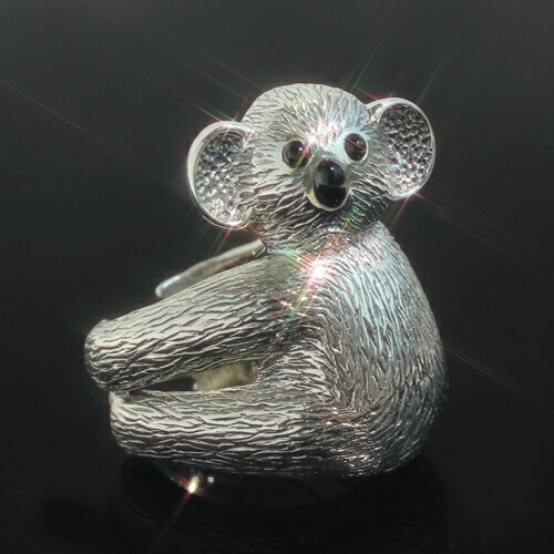 期間限定 半額以下 オニキス リング コラー 碌山ジュエリー Rokuzan 指輪 愛くるしい指に抱きつくコアラカラーストーン モチーフ アンティーク調ジュエリー Sv シルバー 誕生日プレゼント 女性 指輪 太め レディース ごつめ ブランド カラフル 宝石 人気