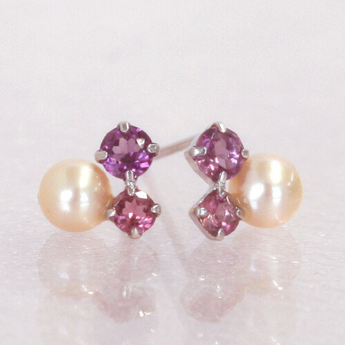 本物の ピアス 可愛いピアス シンプル 華奢 レディース ベリルン ホワイトゴールドピアス ピンクグラデーション ジュエリー 宝石 ブランド Dgb Gov Bf