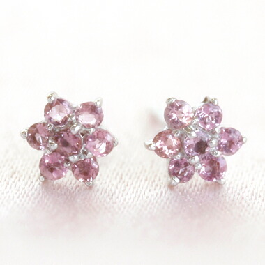 ホワイトゴールドピアス レディース 女性 レディースジュエリー アクセサリー 14金 ジュエリー K14 フラワーモチーフ 14k ピンクトルマリン 華奢 女性 ピンクトルマリン お花 かわいい 誕生日プレゼント シンプル ホワイトゴールドピアス レディース マーラル 14k K14 14
