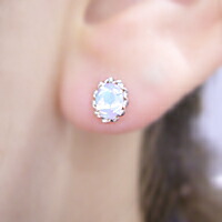 オパール 長さ12mm 人気 K18 ノンアレルギー ポストが太い セカンドピアス アレルギー対応 スタッドピアス・オパルセント おすすめ 18K ゴールド 金属アレルギーフリー スタッド 軸太0.8mm レディース 天然石 安心 福耳 18金 ゴールド