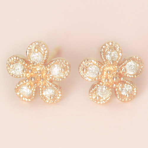 桜 華奢 ピアス ピアスキャッチ レディース 0 1ctダイヤモンド アクセサリー ピアス 10k ピアス ジュエリーボックス ピンクゴールド イヤリング シンプル アクセサリー ピアス ピンクゴールド レディース チュリー レディース チュリー 10金 宝石ジュエリー アクセサリー