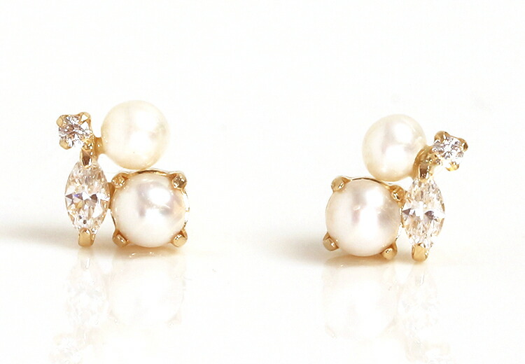 【楽天市場】【あす楽対応】ピアス レディース 10K 淡水パール 淡水真珠 ダイヤモンド ピンクゴールド ホワイト