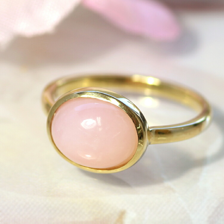 楽天市場 ピンクオパール 大粒リング ハウ 10k イエローゴールド レディース 指輪 カラーストーンリング ボリュームリング K10 10金 ファッションリング 大ぶり 10月の誕生石リング ピンク色 桜色 ジュエリー ブランド 一粒リング 宝石 天然石 おしゃれ Sns掲載 Cafe