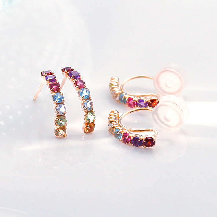 楽天市場】【大人気】K18YG アミュレット マルチカラーストーン ピアス