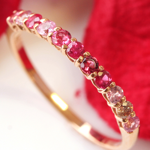 ルビー　指輪　リング　エタニティ　エタニティリング　ピンクの宝石　赤い宝石