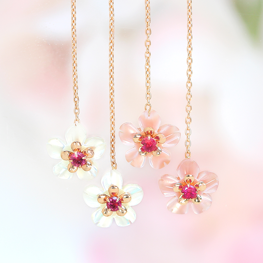 楽天市場】【あす楽対応】桜 ピアス 18K レディース 18金 2WAY ルビー