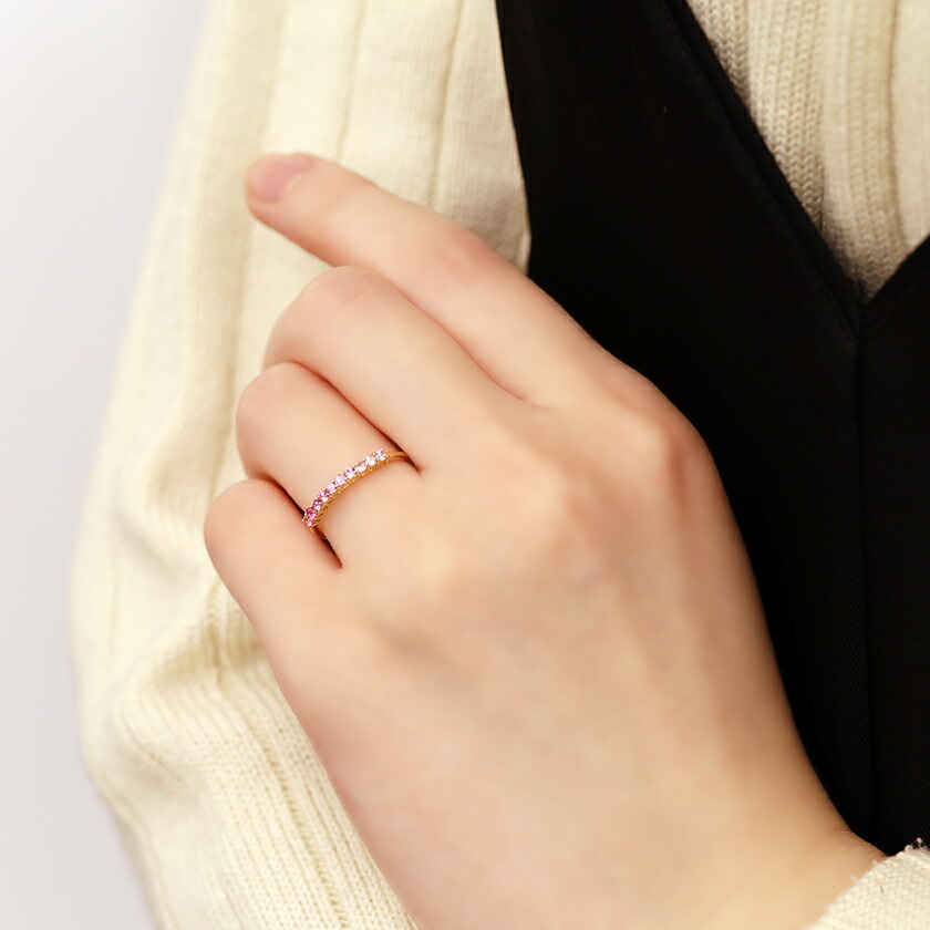 耐熱 二層 足あとぐらす (M) リング タンザナイト ダイヤモンド イエローゴールドk18 18k ピンキーリング 指輪 華奢リング 重ね付け 18金  12月誕生石 V字 送料無料 セール SALE