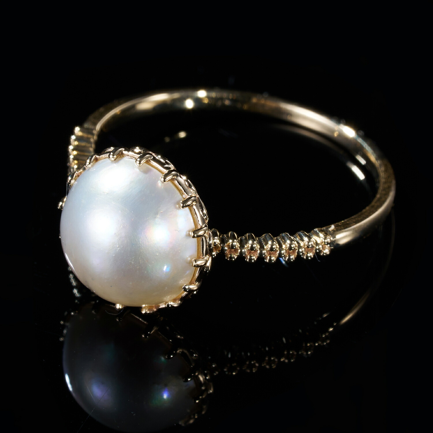 楽天市場】19mm マベパール リング ダイヤモンド 合計0.55ct K18