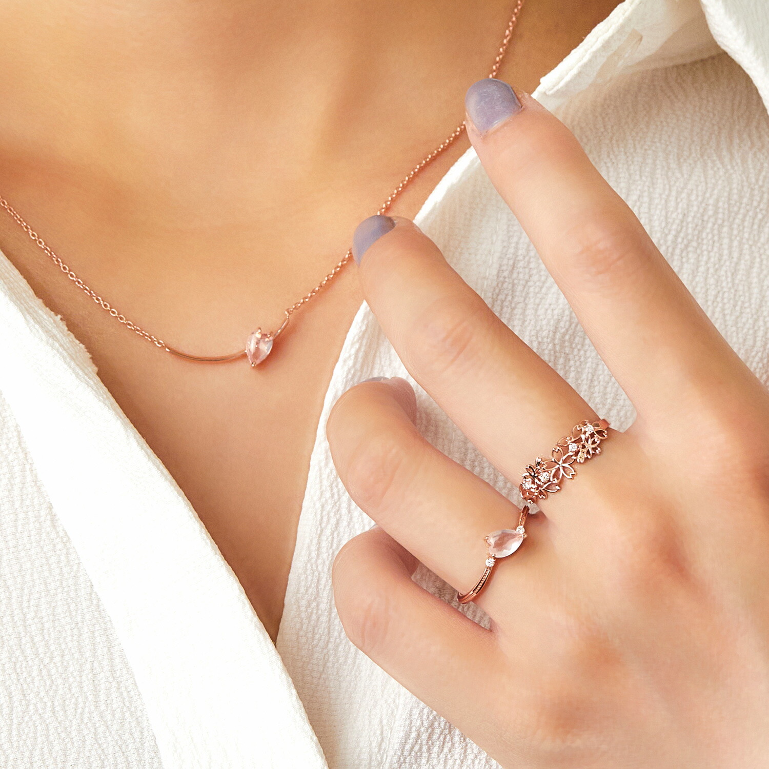 日本製 桜モチーフ ダイヤモンド リング・セレッソ 18金 10金 10K 18K