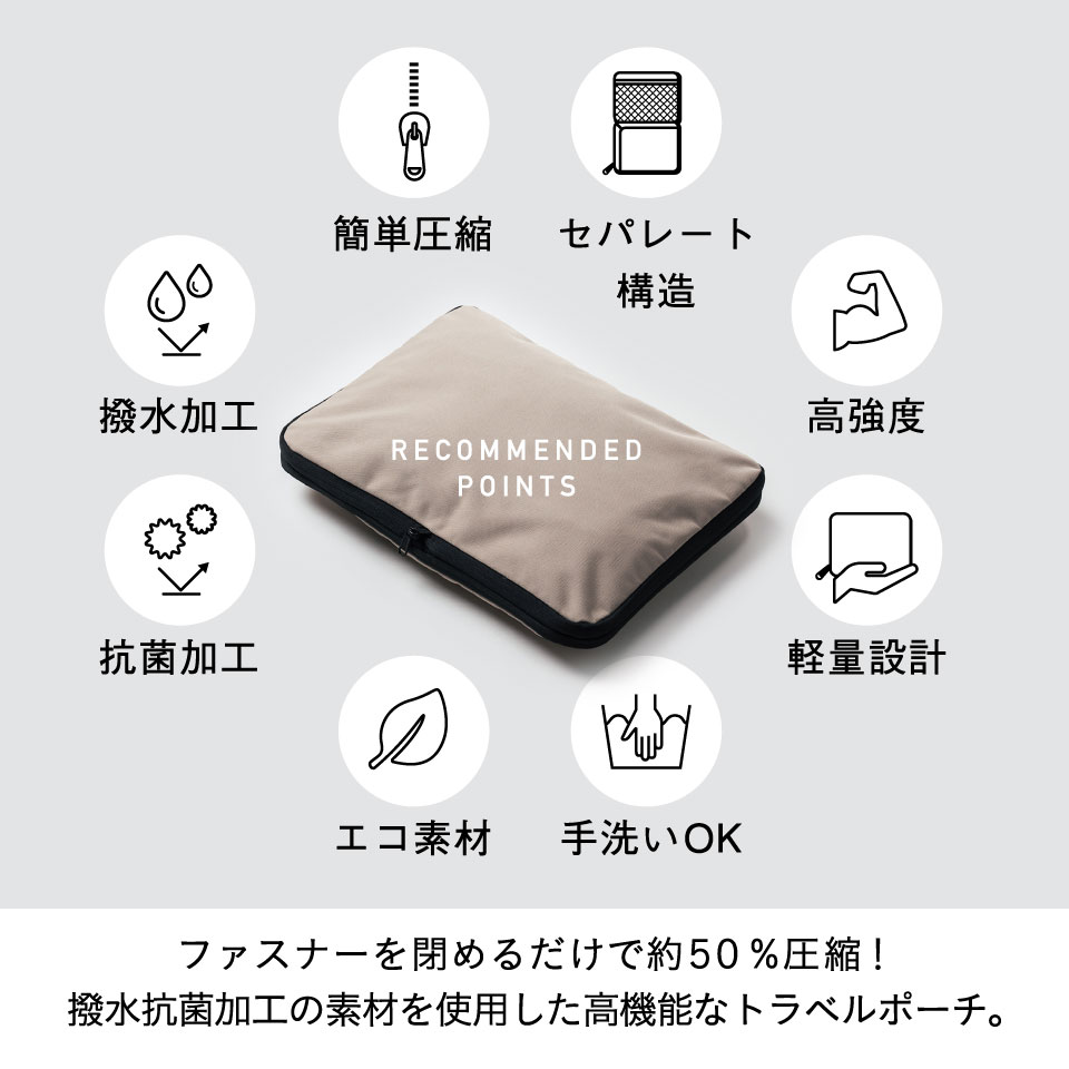 ＼先着250枚★クーポンで10%OFF／トラベルポーチ 圧縮袋 圧縮ポーチ 圧縮バッグ 旅行 旅行用圧縮袋 衣類 収納ポーチ 軽量 コンパクト 大容量 撥水 仕分け ファスナー 内ポケット 国内旅行 海外旅行 出張 おむつ トラベルグッズ 便利グッズ 洗える 誕生日 ギフト プレゼント