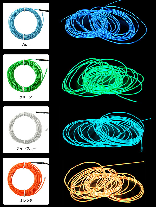 楽天市場 Elワイヤー 単品 直径1 4mm 長さ1m 全9色 コスプレ 衣装 El ネオンワイヤー Elチューブ モール Elファイバー 光る衣装 El照明 有機el ワイヤー 無機el ワイヤー 光るグッズ 光る M便 1 16 Happyjoint ハッピージョイント