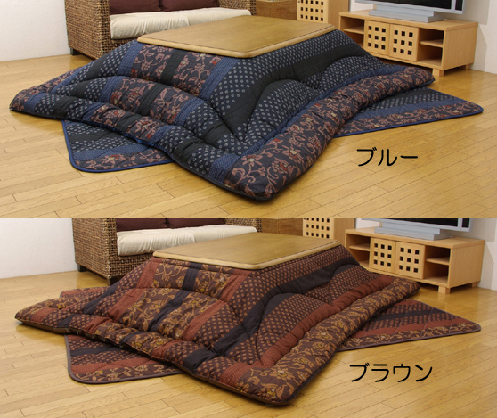 こたつ布団 コタツ布団 掛布団 敷布団 セット 万葉 正方形 80~90cm角こたつ用 和 モダン フィットキルト加工 撥水加工 綿 厚手 国産 日本製【smtb-KD】|木下家具